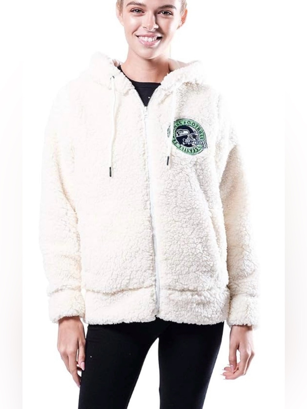 NFL Apparel Seattle Seahawks Women’s Sherpa Full-Zip Embroidered S Jacket Cozy - Picture 2 of 13